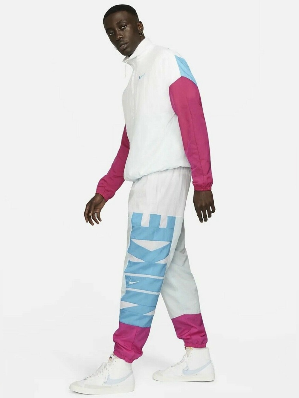 Nike Dri-FIT Starting 5 Basketball Pants Size L Mens Joggers White/blue/pink